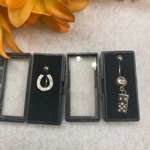 2 Silver Tone - Belly Rings.